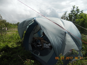 Dick's Tent in the wind